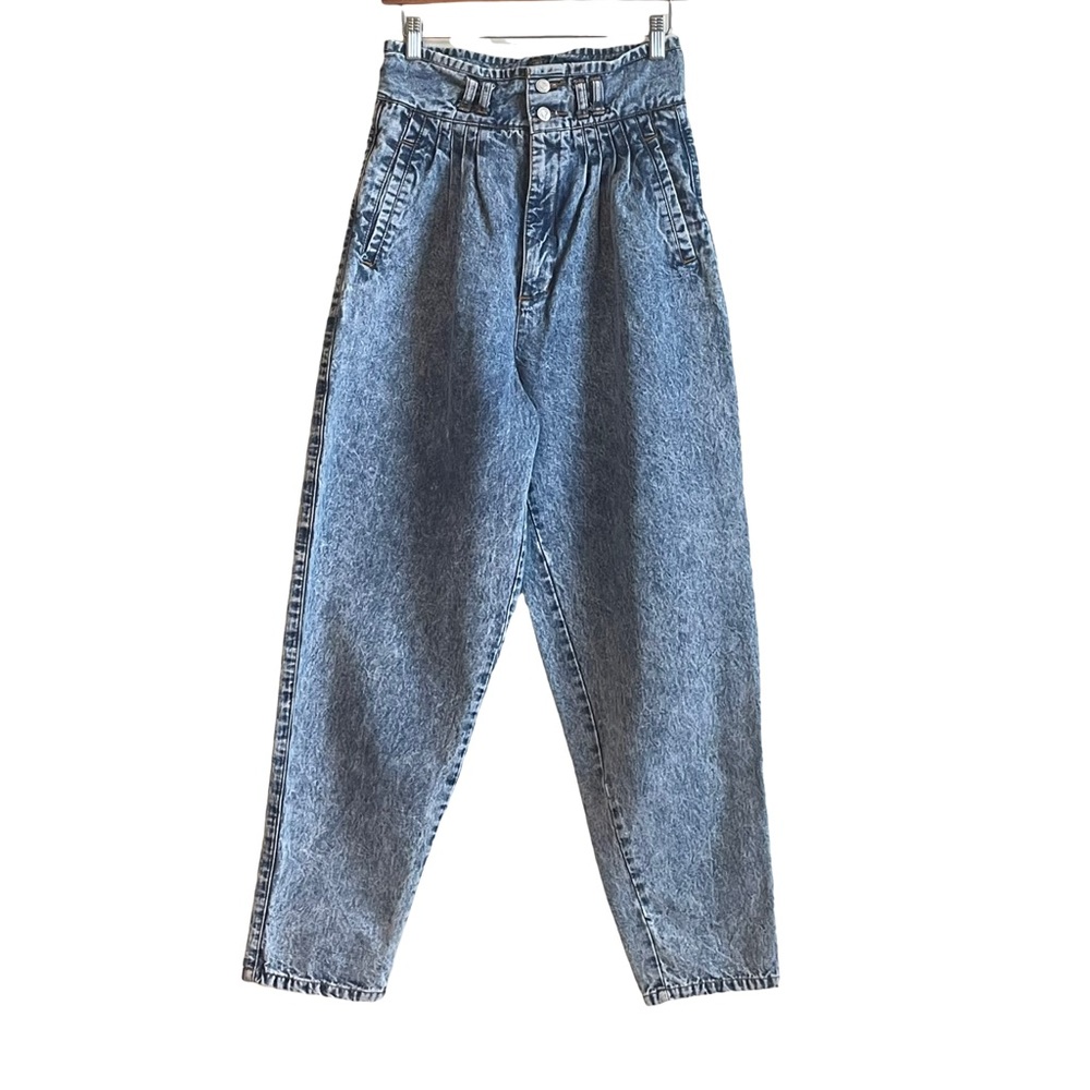 Vintage Jordache Studio Jeans High Waist Tapered Acid Wash Distressed Sz 11/12
